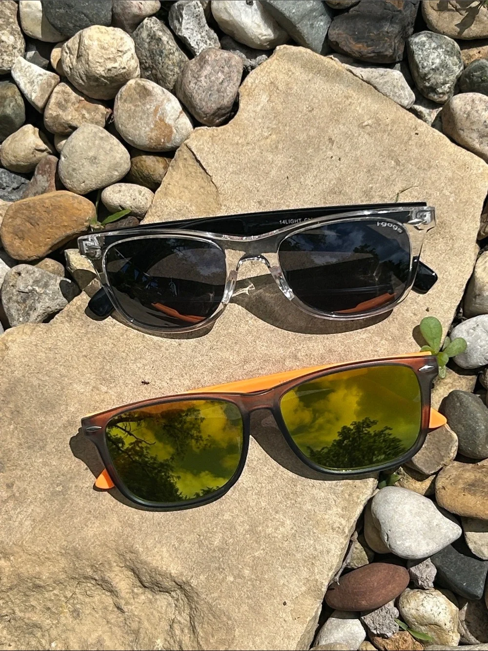 i-gogs Kids Sunglasses - Two Pair - Clear Frame & Orange Frame Mirrored Lenses